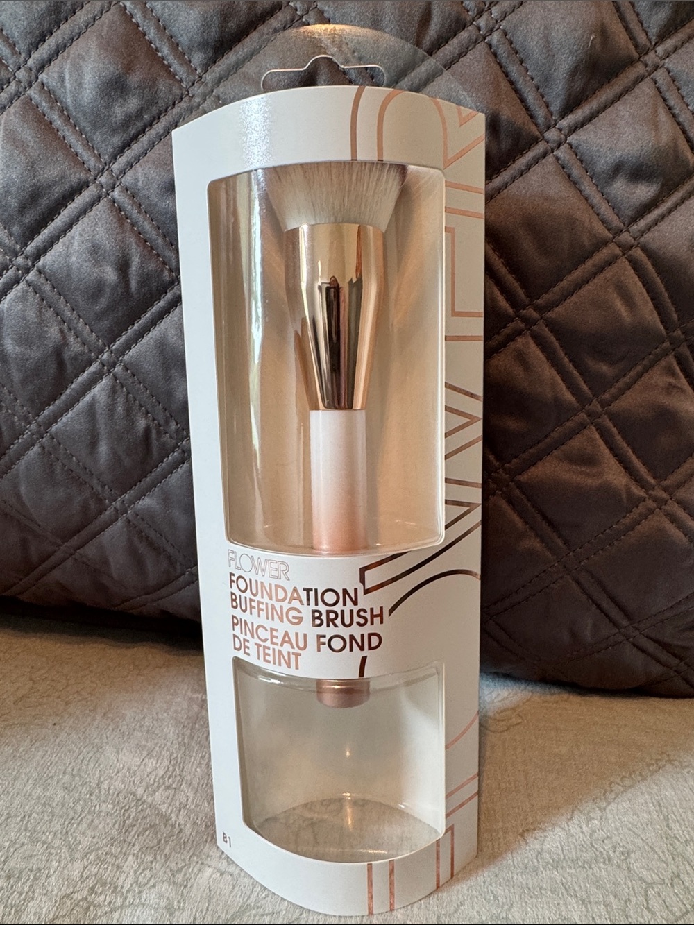 FLOWER Rose Gold & White Foundation Brush — Dense Buffing Brush